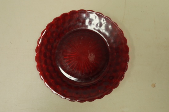 Ruby Glass Bubble Pattern Depression Plate