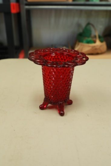 Ruby Glass Footed Vase