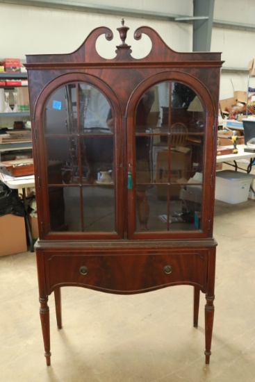 Antique Mahogany Glass Door China Cabinet