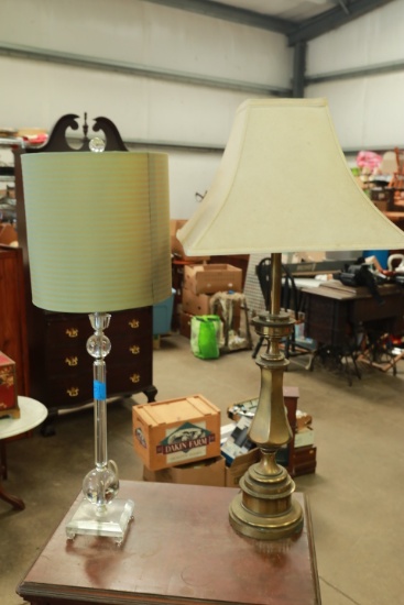 Modern Lucite Lamp & Brass Lamp