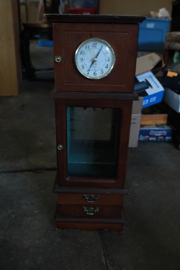 Wooden Jewelry Box with Clock