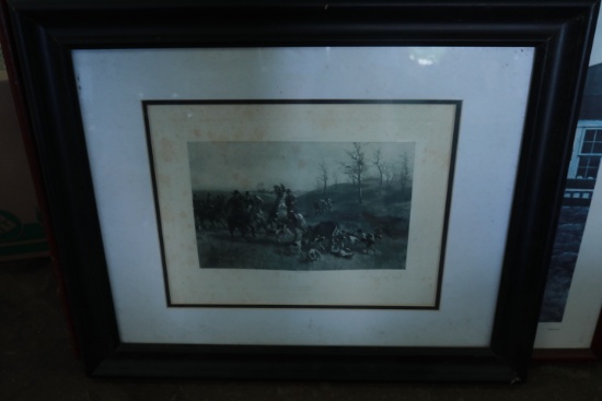 Antique Framed Fox Hunting Print