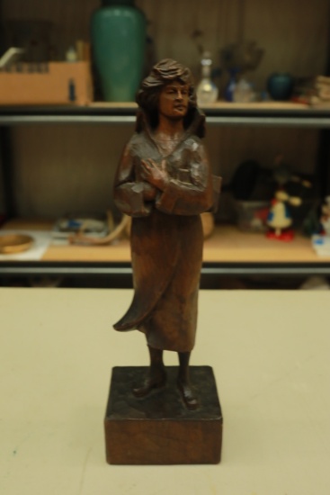 Carved Wooden Lady Figurine