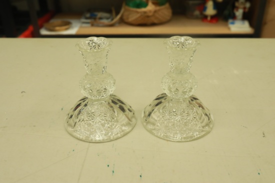 Pair of Princess House Glass Candlesticks