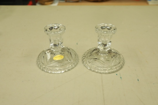Pair of German Crystal Candlesticks
