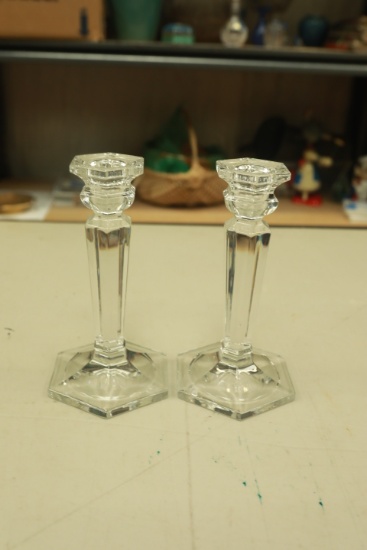 Pair of Glass Candlesticks
