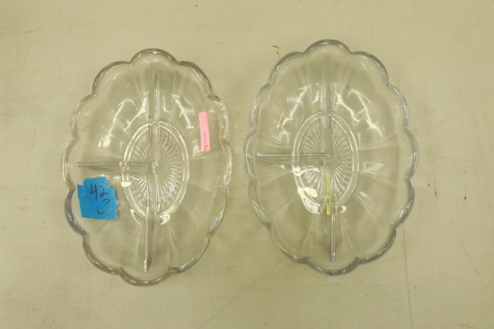 2 Divided Glass Trays