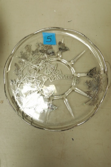 25th Anniversary Silver Overlay Tray