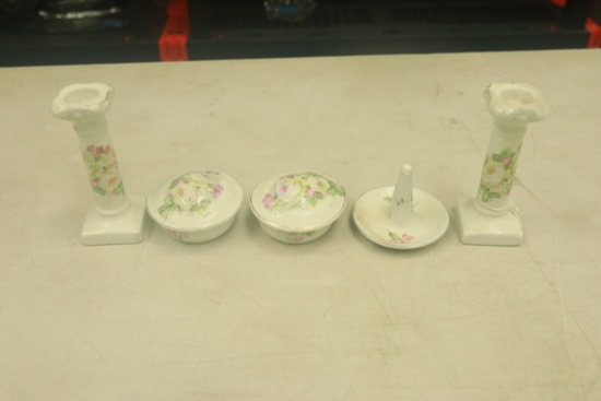 5 Piece English Ironstone Dresser Set