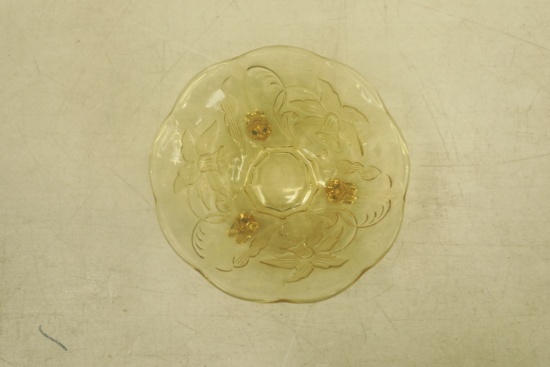 Amber Glass Footed Bowl