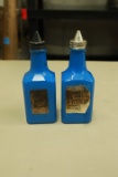Vintage lue Glass Gemco Oil & Vinegar Jars