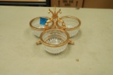Divided Condiment Dish with Gold Trim
