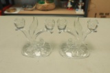 Pair of Vintage Glass Candle Holders