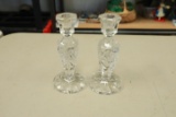 Pair of Etched Crystal Candle Sticks