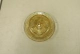 Amber Cabbage Rose Depression Glass Butter Dish