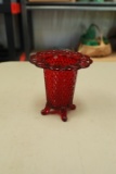 Ruby Glass Footed Vase