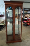 Glass & Wood Curio Cabinet with Glass Shelves