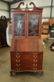 Solid Mahogany Glass Door Secretary Desk