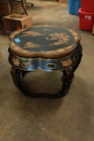 Small Asian End Table with Painted Scenes
