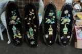 4 Piece Laquered Asian Panels