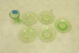 5 Uranium Glass Plates & 1 Cup