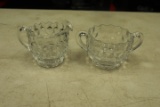 Cubist Glass Sugar & Creamer