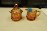Amber Glass Coin Dot Sugar & Creamer