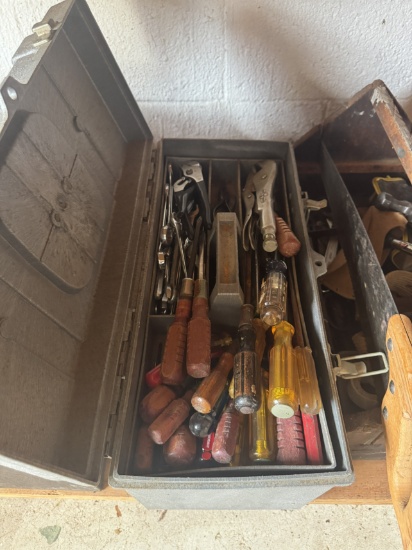 Plastic Tool Box & Contents