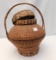 WOVEN BASKET; CIRRCA 1890 COVERED INDIAN BASKET, 17