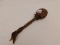 CEREMONIAL RATTLE WITH HAND STITCHED LEATHER, MEASURES 11 1/2