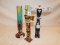 3 CARVED WOODEN TOTEM POLES, 1 EAGLE WITH SPREAD WINGS, 1 FACE TOTEM OTTAWA