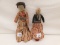 PRIMITIVE HAND STITCHED DOLLS, MADE OF CLOTH, BEADED NECKLACE ON BOTH,  MEA