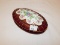 MAROON HAND PAINTED DISH WITH LID. MARKED 'P T G FRANCE'  MEASURES 3