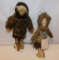 2 ESKIMO DOLLS DRESSED IN REAL FUR CLOTHING 1930'S MEASURES 13
