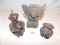 3 FIGURINES, STONE AND WOODEN.LARGEST STONE IS 6