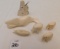 6 CARVED BONE ANIMAL FIGURINES. WHALE HANDCRAFTED IN ALASKA IS 5