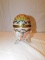 EGG SHAPED TRINKET HOLDER WITH APPLIED GLASS LEGS, HAND PAINTED FLORAL DESI