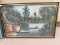 OIL ON CANVAS BY R A FONY, SCENE OF A LAKE WITH CANOES &  A HUT, MEASURES 2