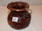 CRACKLE GLAZED WOVEN BASKET WITH HAIR LOOKING HANDLE, 6