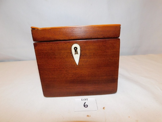 WALNUT BOX WITH ELM INLAY NO KEY WITH CIGARELLOS INSIDE MARKED ERIK, MEASUR