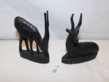 WOODEN CARVED GOATS PAIR, HAND CARVED IN KENYA, MEASURES 5