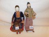 ORIENTAL DOLLS, HANDS & HEADSAPPEARS TO BE MADE OF CLAY & WOOD, FINGERS ARE