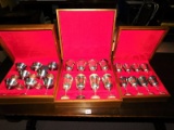 SALEM SILVER PLATE GOBLETS: 8 WATER, 8 WINE & 8 CHAMPAGNE IN BOXES