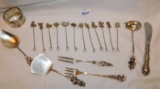 HORS D'OEUVRE FORKS & STERLING FORKS, NAPKIN RING, SMALL SERVING PIECES, .9