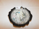 LEAF SHAPED DISH WITH DRAGON DESIGN, GOLD EDGE HAND PAINTED, MADE IN JAPAN,