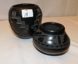 SOUTH WEST ETCHED POTTERY VASES 2 PIECES. 5 1/2