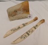 EST OF 3 BONE PIECES MADE INTO KNIVES & THE WHALE BONE HAS THE INSTRUCTIONS