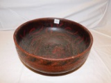 WOODEN BOWL BROWN & BLACK, MEASURES 12 1/2