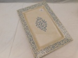 SERVING TRAY, BLUE DAISIES FLORAL DESIGN AROUND EDGE & MIDDLE, CRAZING OF G