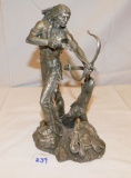 PEWTER SIOUX HUNTER BY JIM PONTER, SIGNED ON FRONT, WESTERN HERITAGE MINT,